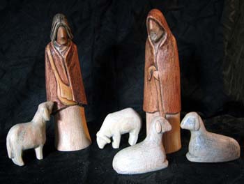 KrippenfigurenHirtenundSchafeZirbeca20cm